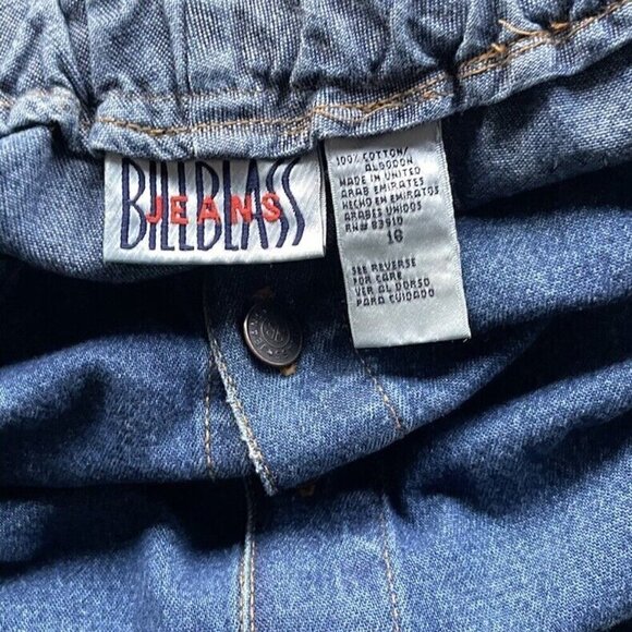 Vintage Bill Blass Women’s Below The Knee  Denim Blue Button Jean Skirt Sz 16 - Picture 14 of 15